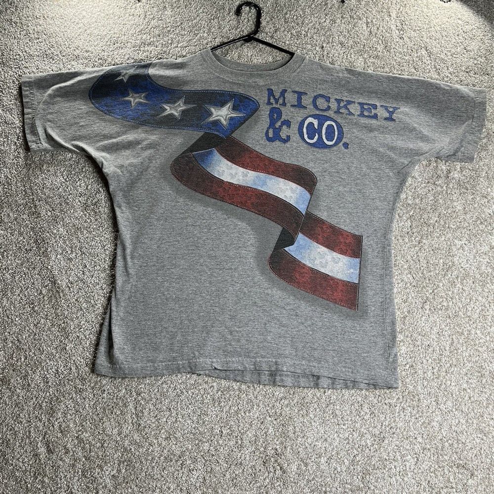 Vintage Disney Mickey Mouse Mickey‎ & Co Gray USA Graphic T-Shirt XL/2XL